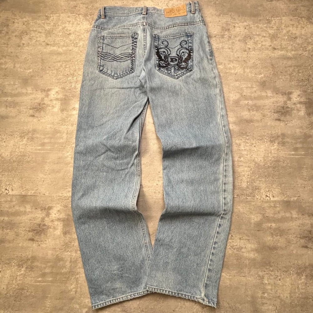 Phat Farm Skater Jeans Women Size 20 Blue Embroidered Y2K Light Wash Vintage